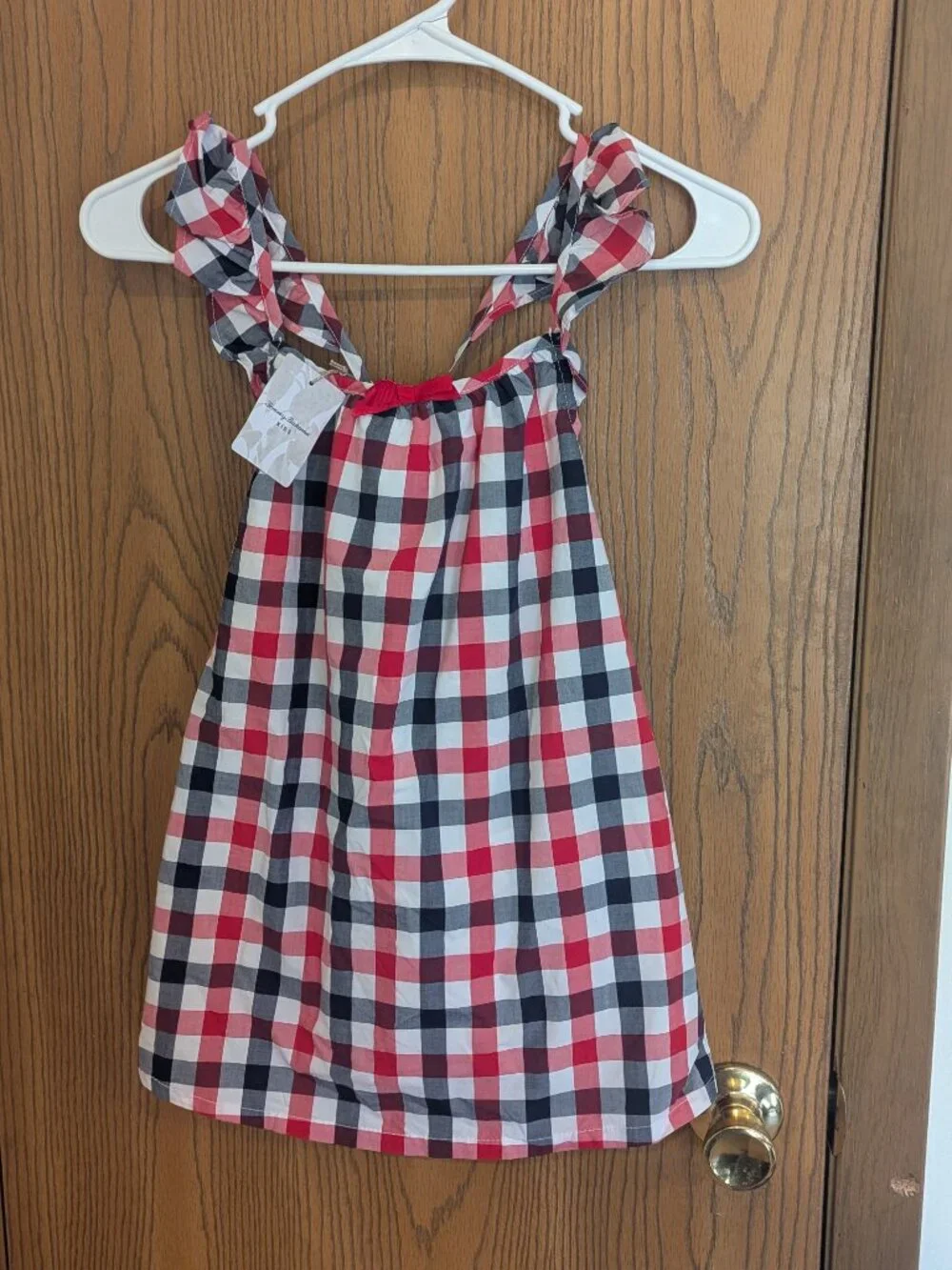NWT Tommy Bahama Gingham Checkered Patriotic Red White Blue Lined‎ Sundress-4T